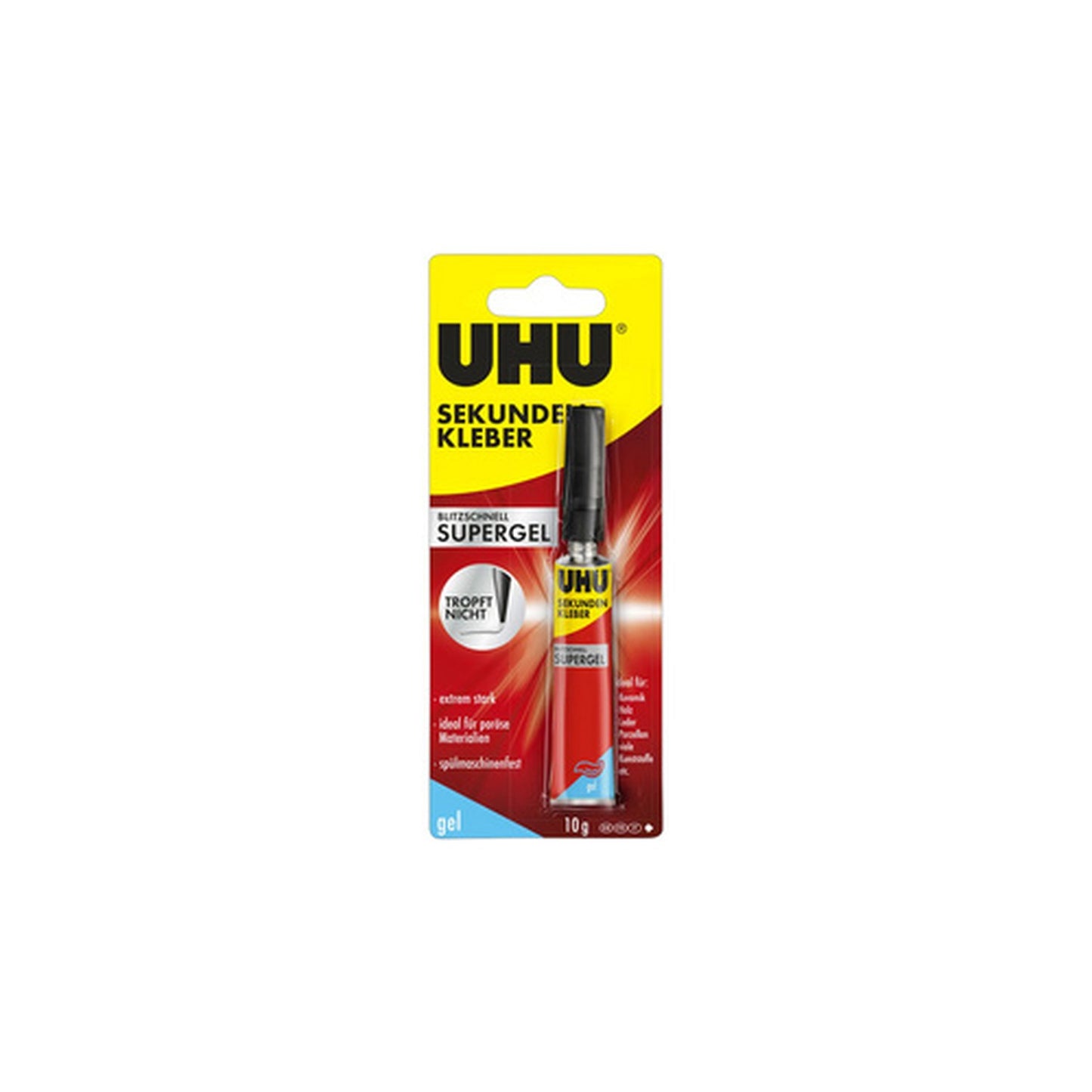 UHU Colle instantanée SUPERGEL, avec solvant, tube de 10 g