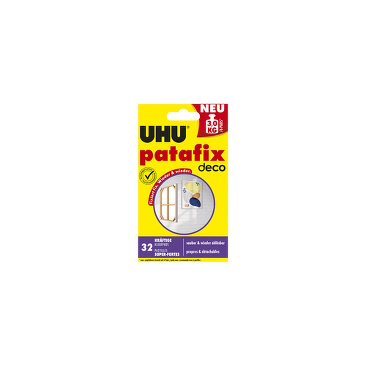 UHU Pastilles adhésives patafix deco, détachable, blanc