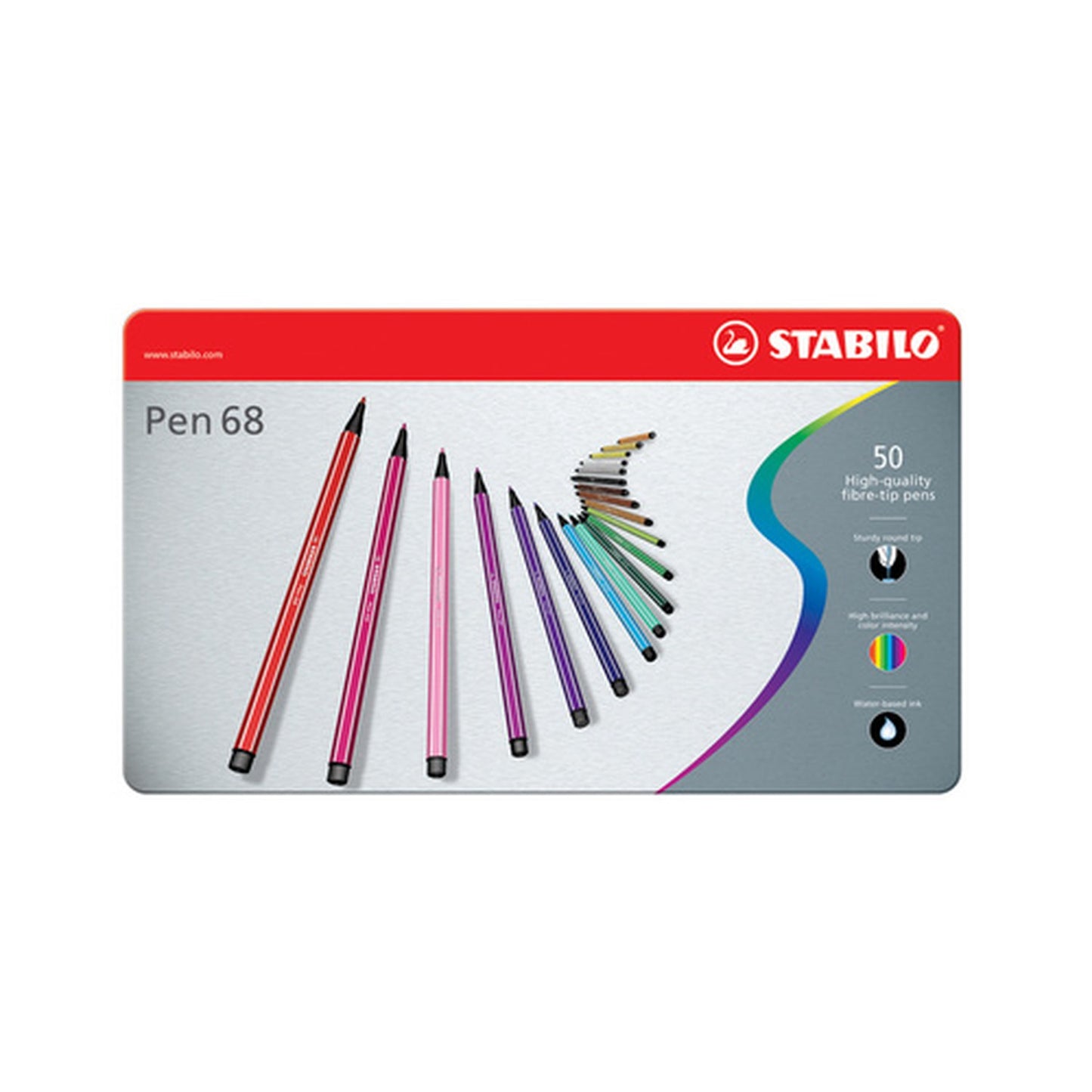 STABILO Feutre Pen 68, étui métallique de 40