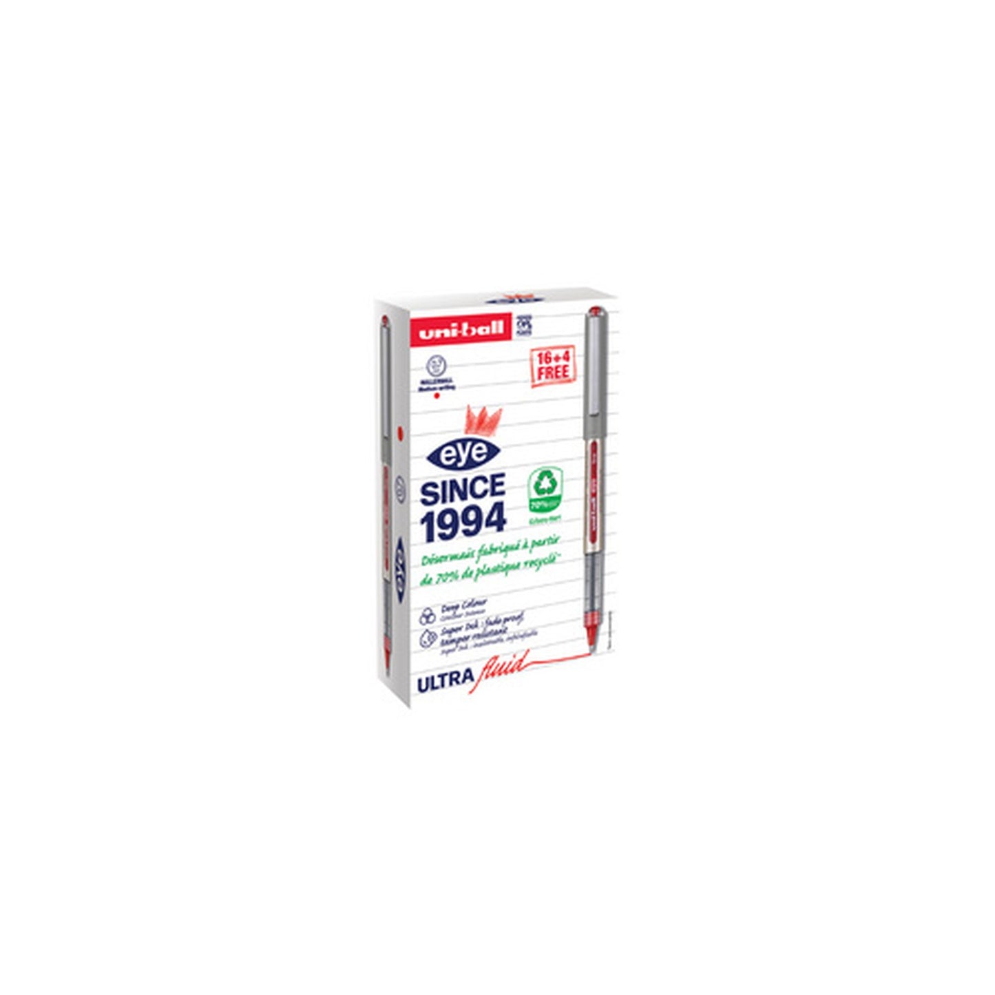 uni-ball Stylo roller eye fine UB157E, VALUE PACK, rouge