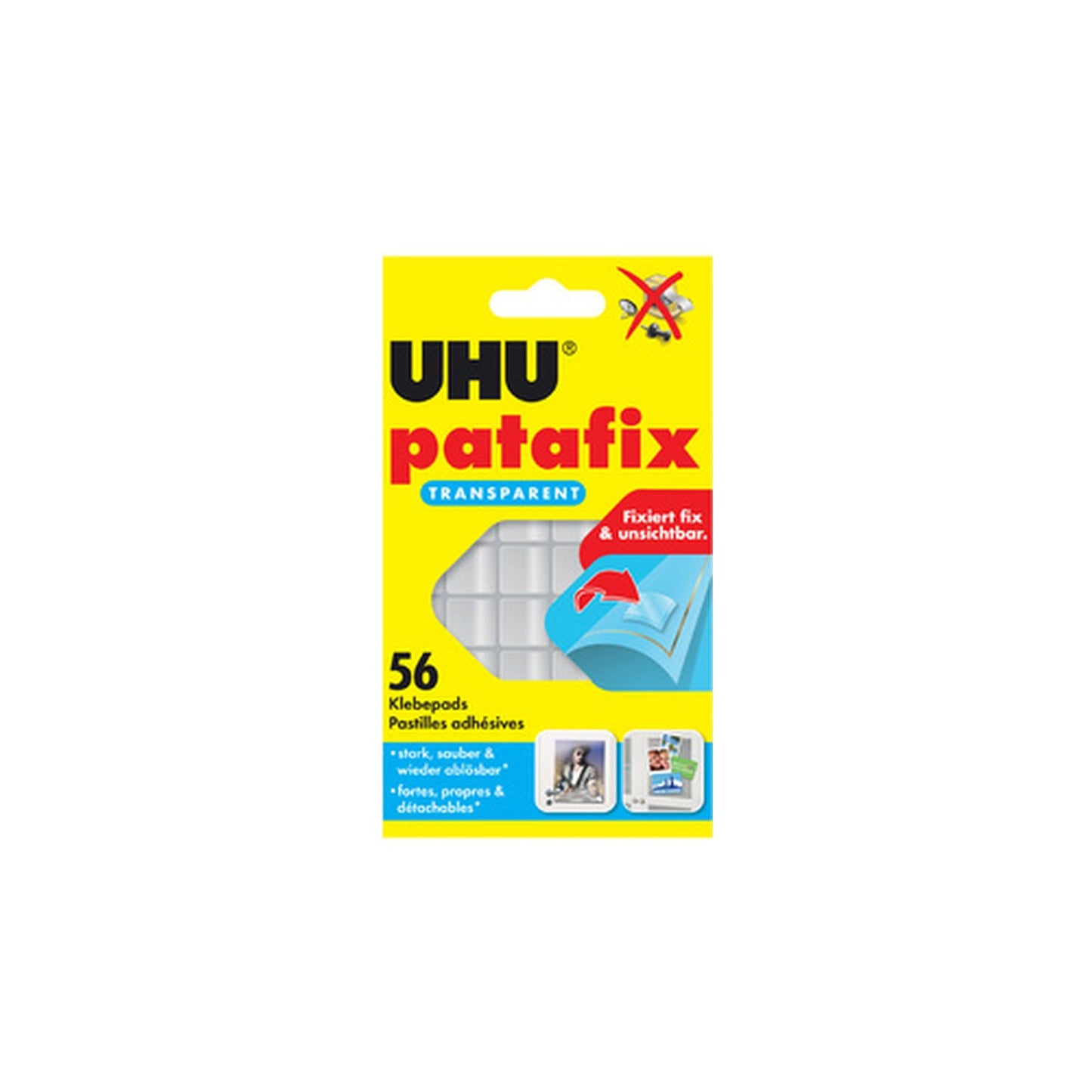UHU Pastilles adhésives patafix, détachable, transparent