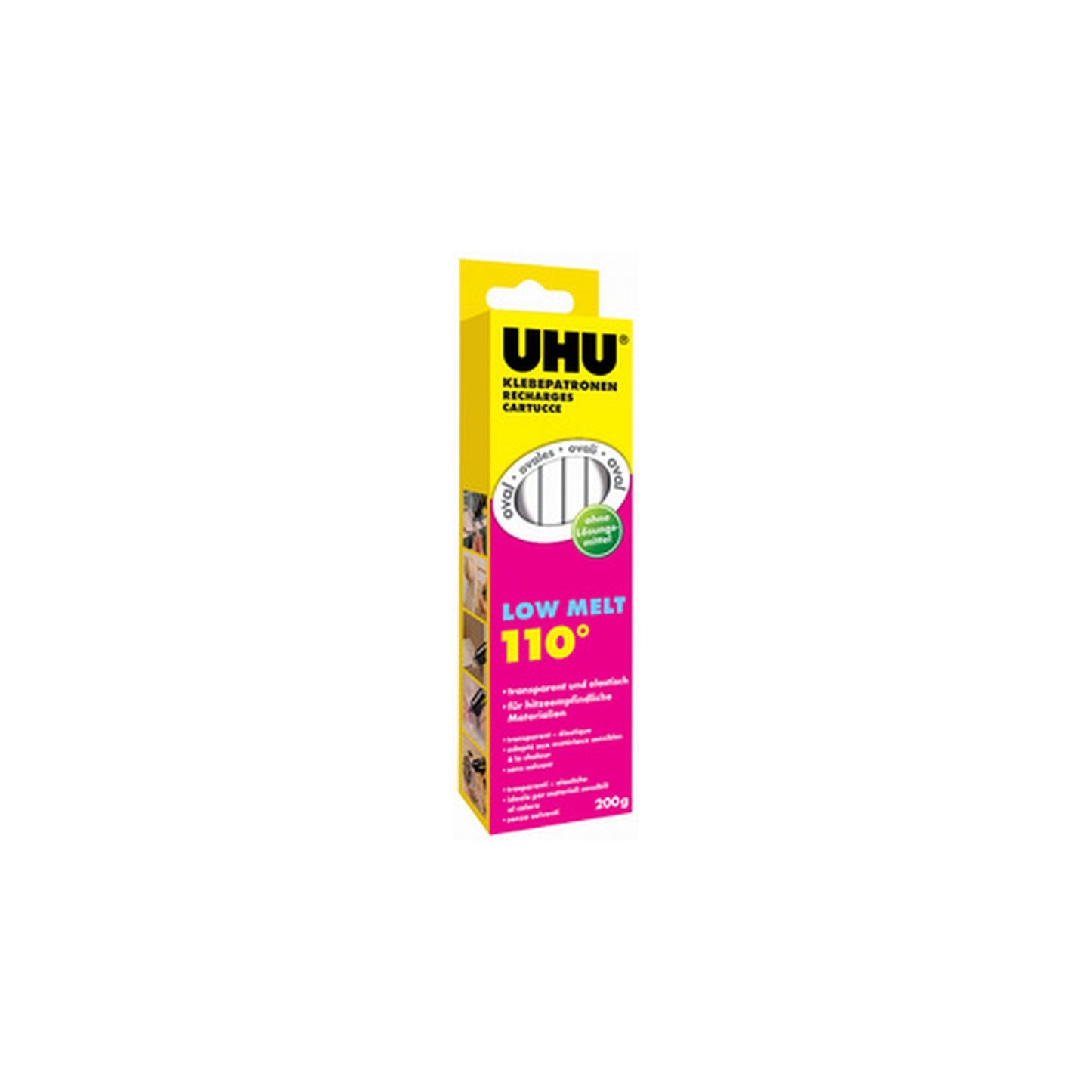 UHU Recharge de colle Low Melt, 200 g, transparent