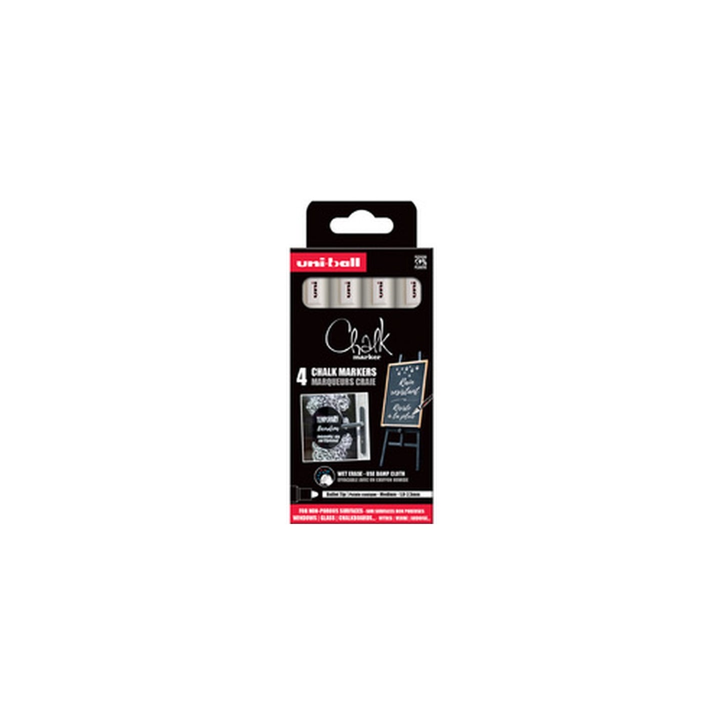 uni-ball Marqueur craie Chalk marker PWE5M/4 PF, étui de 4