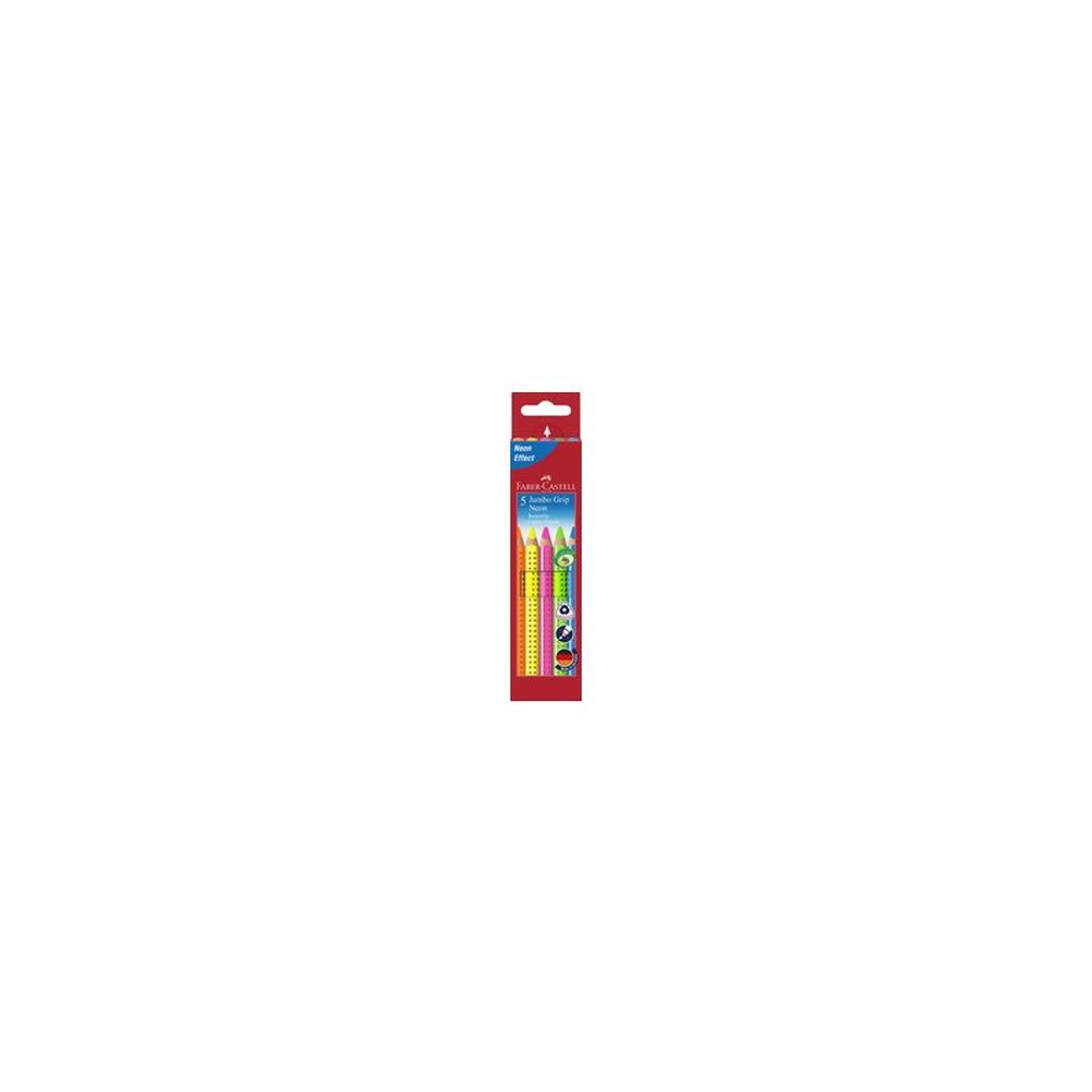 FABER-CASTELL Crayons couleur Jumbo GRIP Neon, 5 étui carton