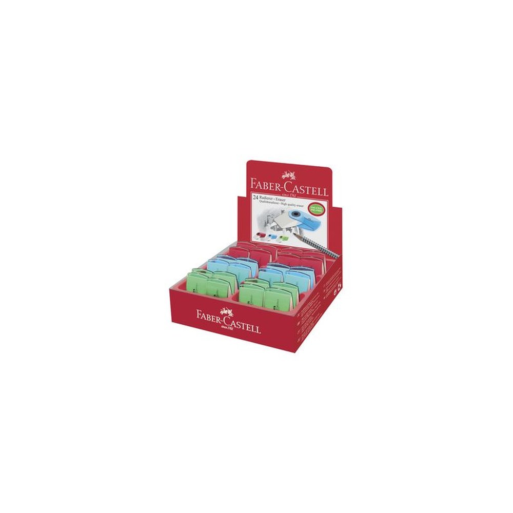 FABER-CASTELL Gomme en plastique "SLEEVE MINI", assorti x24