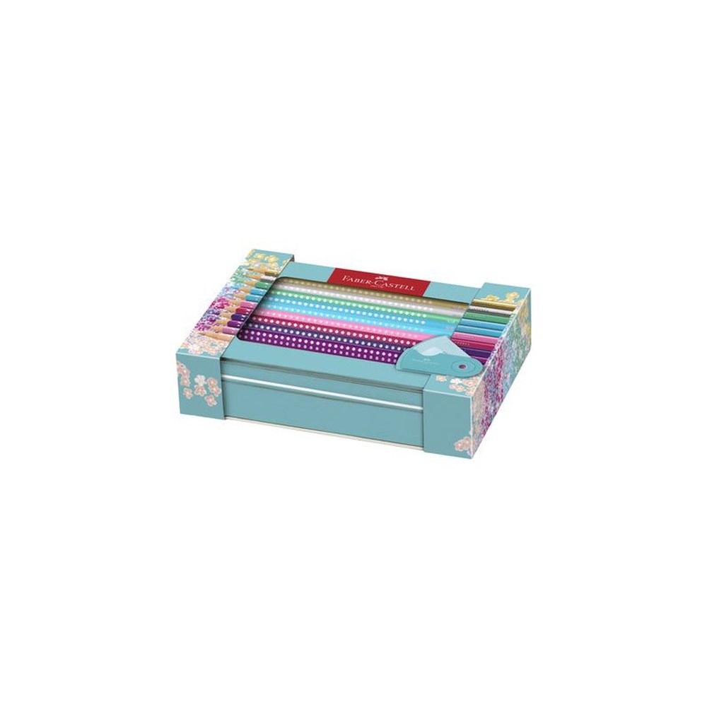 FABER-CASTELL Crayon couleur triangle GRIP SPARKLE, étui
