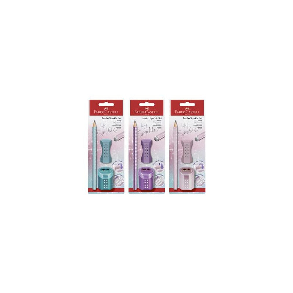 FABER-CASTELL Kit d'écriture Jumbo GRIP SPARKLE, assorti