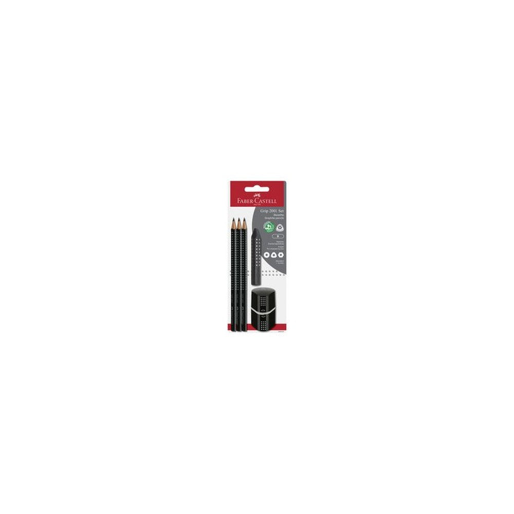 FABER-CASTELL Kit Crayon graphite GRIP 2001, noir, blister