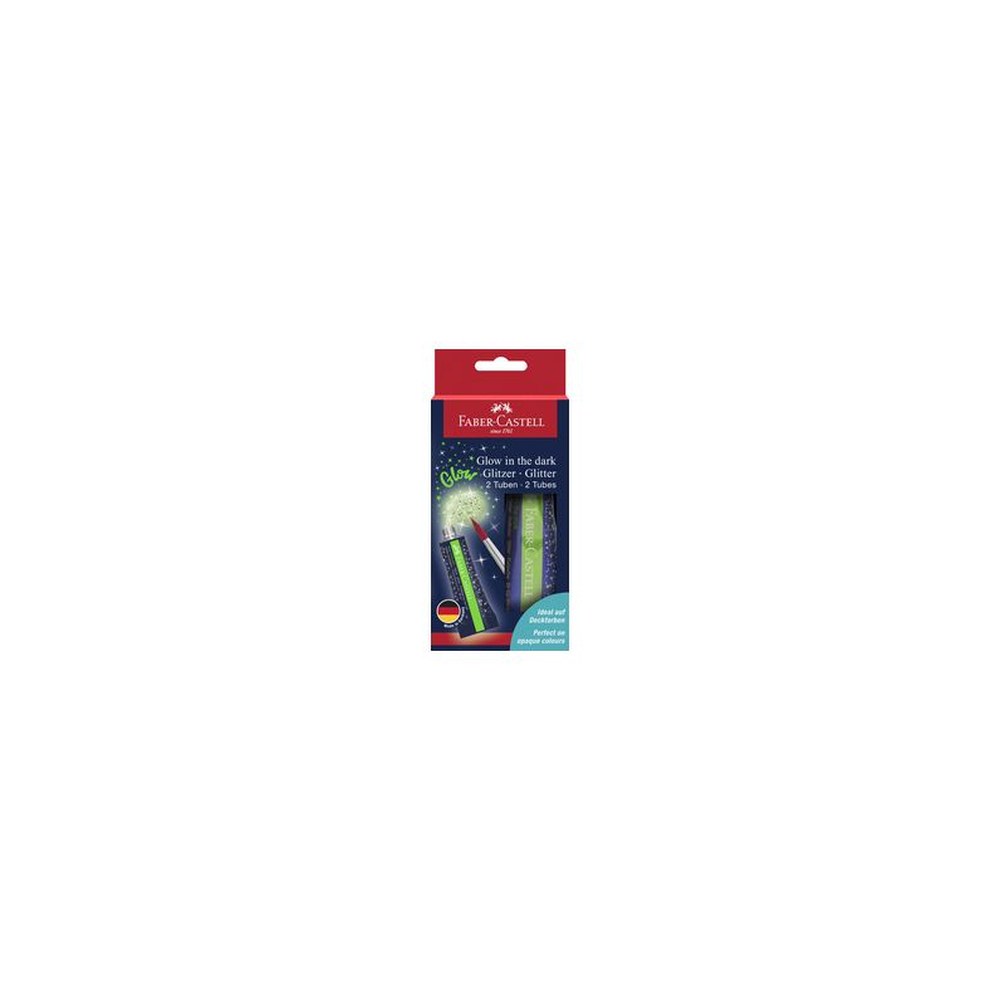 FABER-CASTELL Gel à paillettes Glow in the dark, 2 x 12 ml