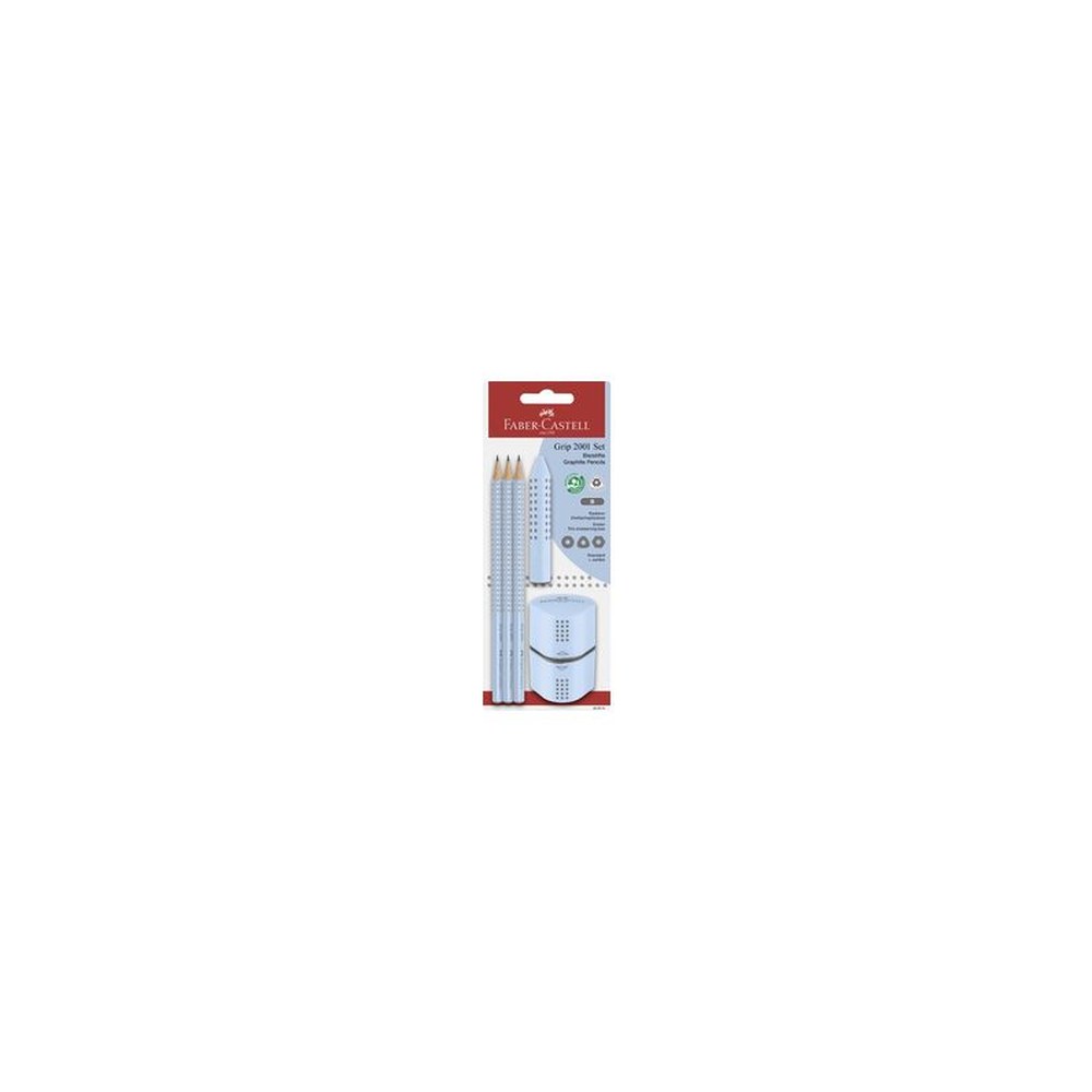 FABER-CASTELL Kit crayons GRIP 2001, bleu ciel, blister