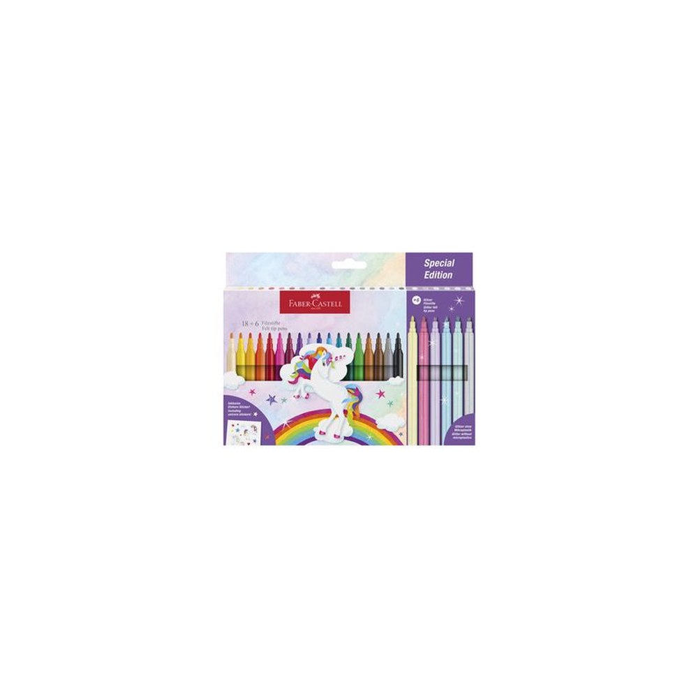 FABER-CASTELL Feutre licorne, étui carton 18+6