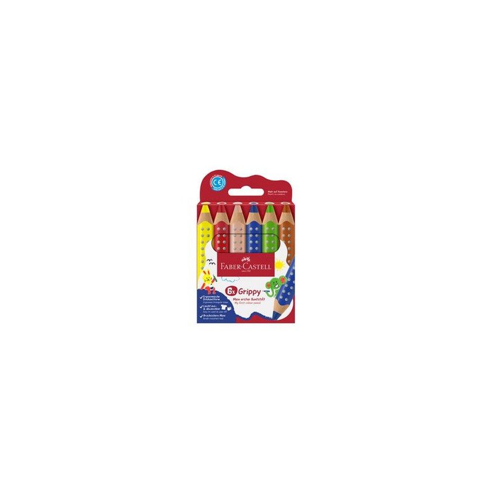 FABER-CASTELL Crayon de couleur Grippy, étui carton de 6