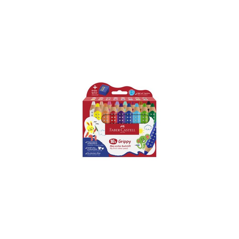 FABER-CASTELL Crayon de couleur Grippy, étui carton de 16