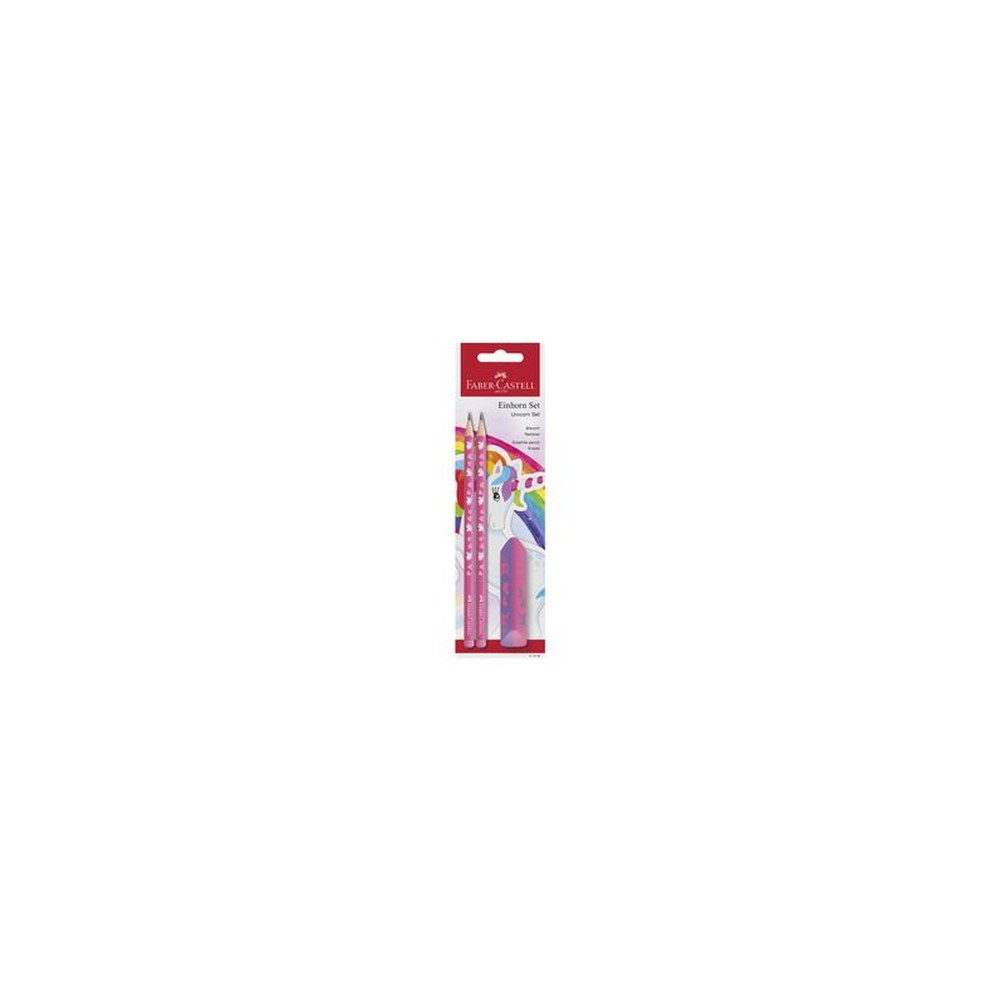 FABER-CASTELL Kit d'écriture Licorne, 3 pièces, rose