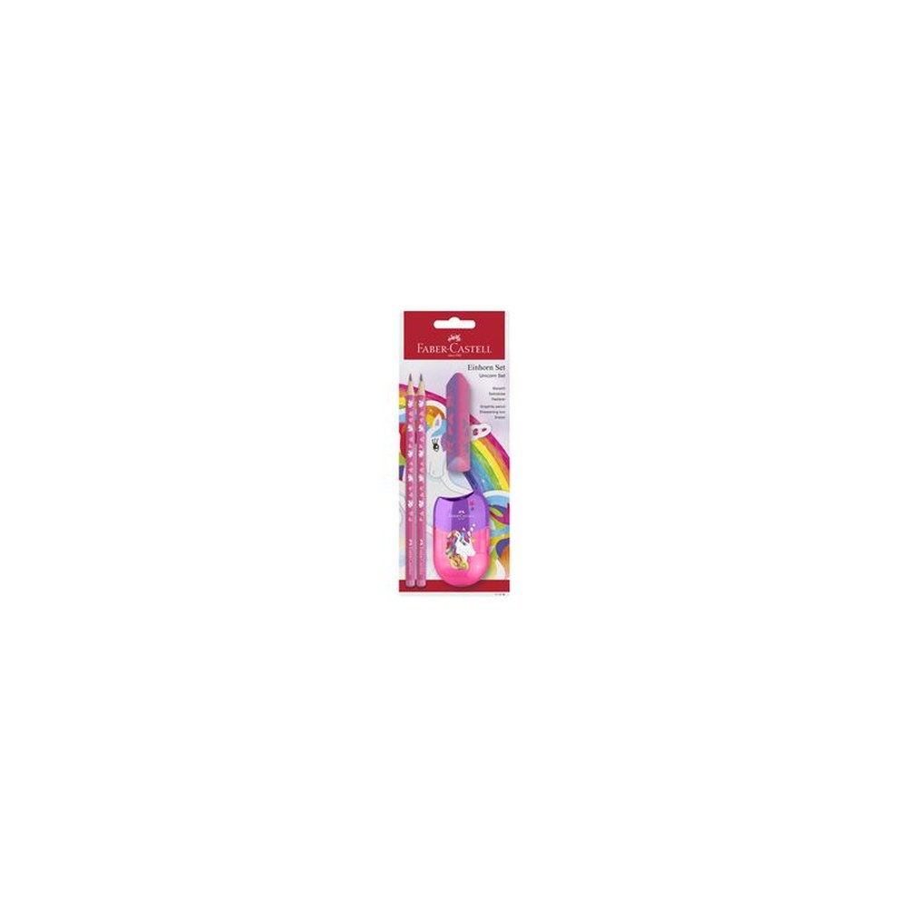 FABER-CASTELL Kit d'écriture Licorne, 4 pièces, rose