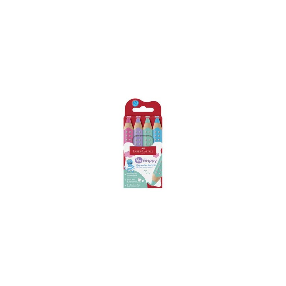 FABER-CASTELL Crayon de couleur Grippy Pastel, étui de 4