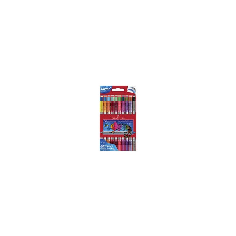 FABER-CASTELL Feutre double pointe Glitzer, boîte de 20
