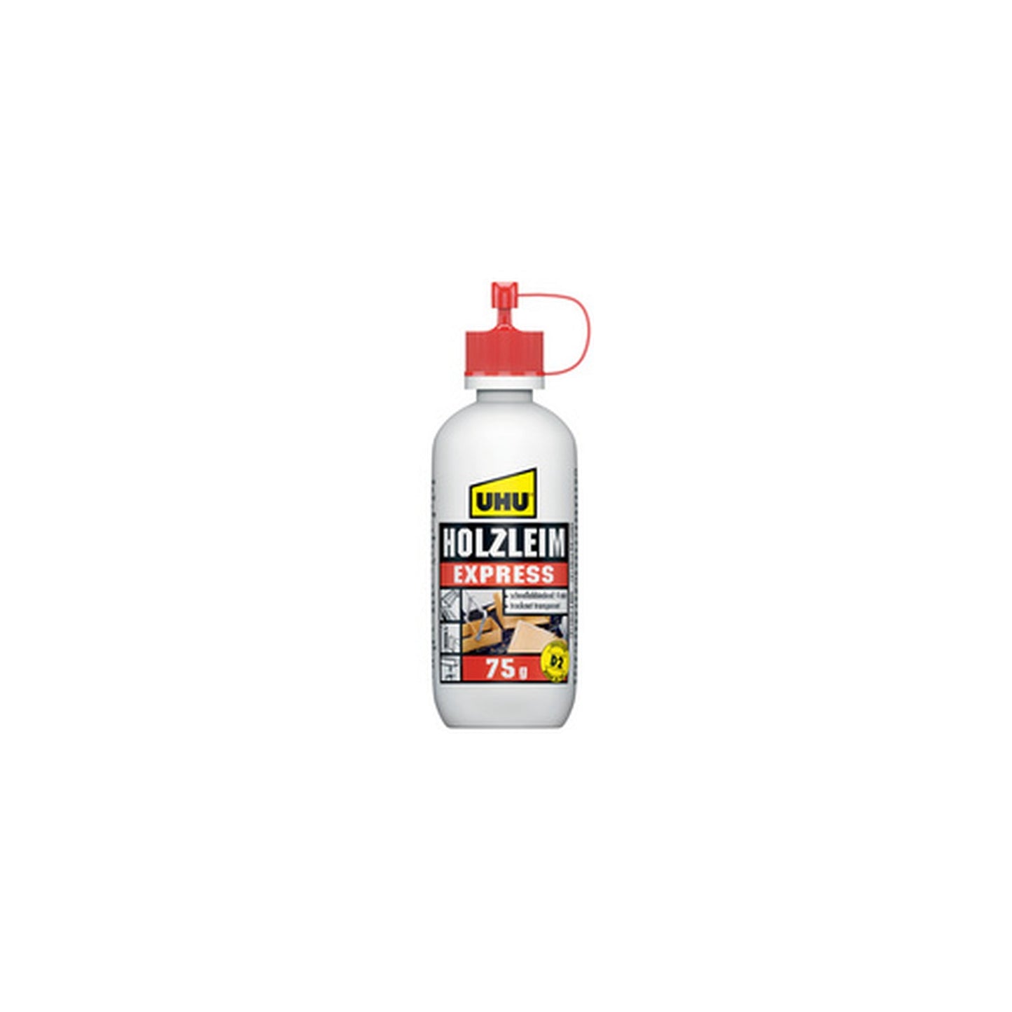 UHU Colle à bois Express D2, sans solvant, 75 g en flacon