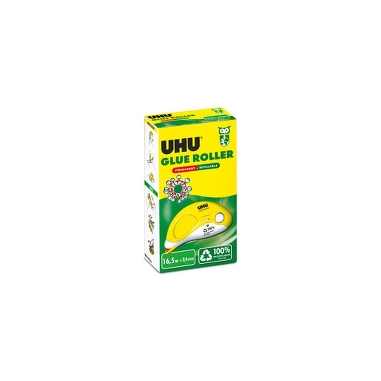 UHU Roller de colle GLUE Roller, permanent, 8,4 mm x 16,5 mm