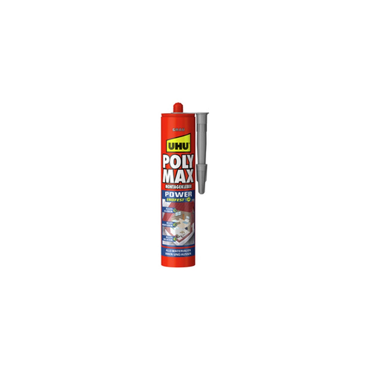UHU Colle de montage POLYMAX POWER prise rapide, 425 g, gris