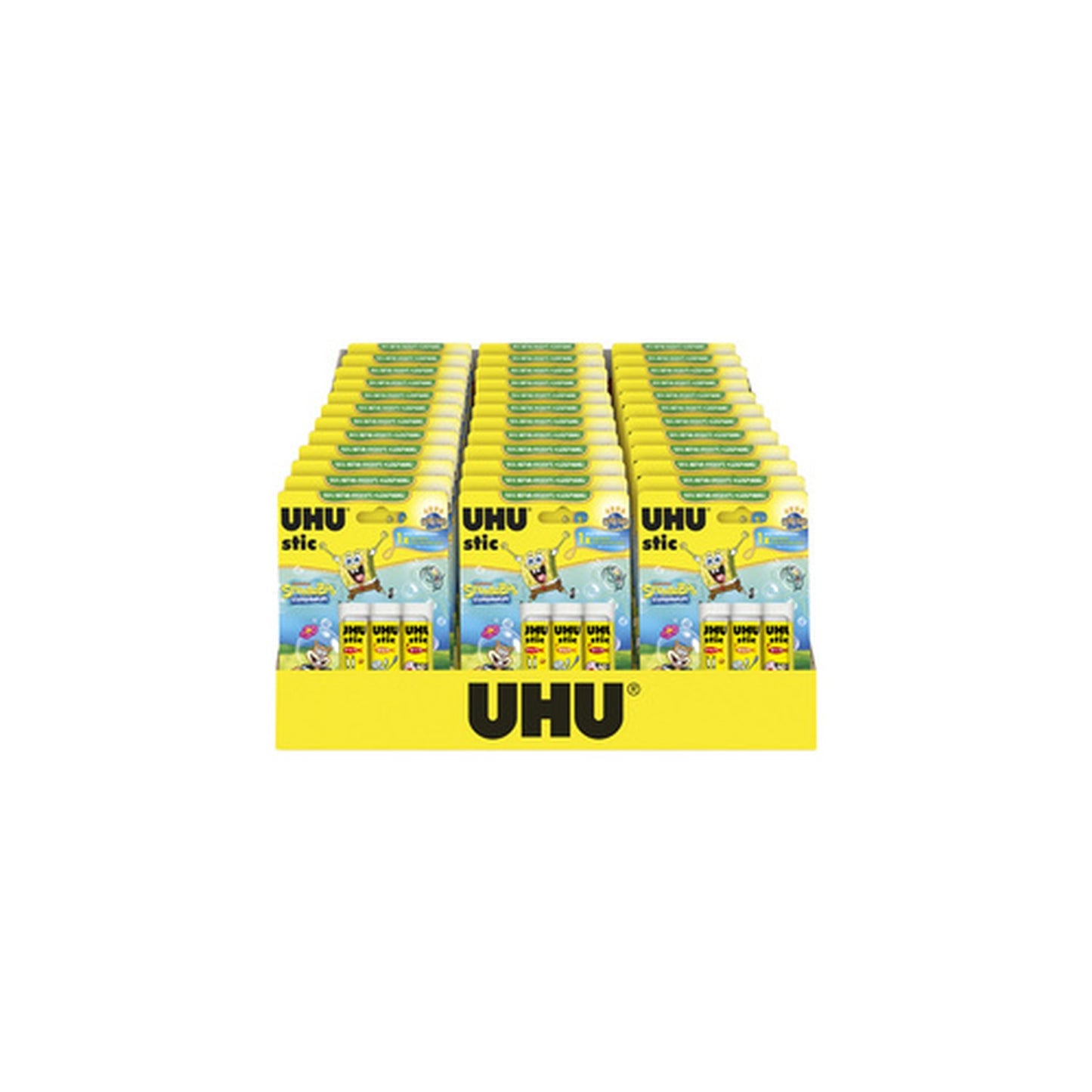 UHU Bâton de colle stic Bob l'éponge, 3 x 8,2 g, présentoir