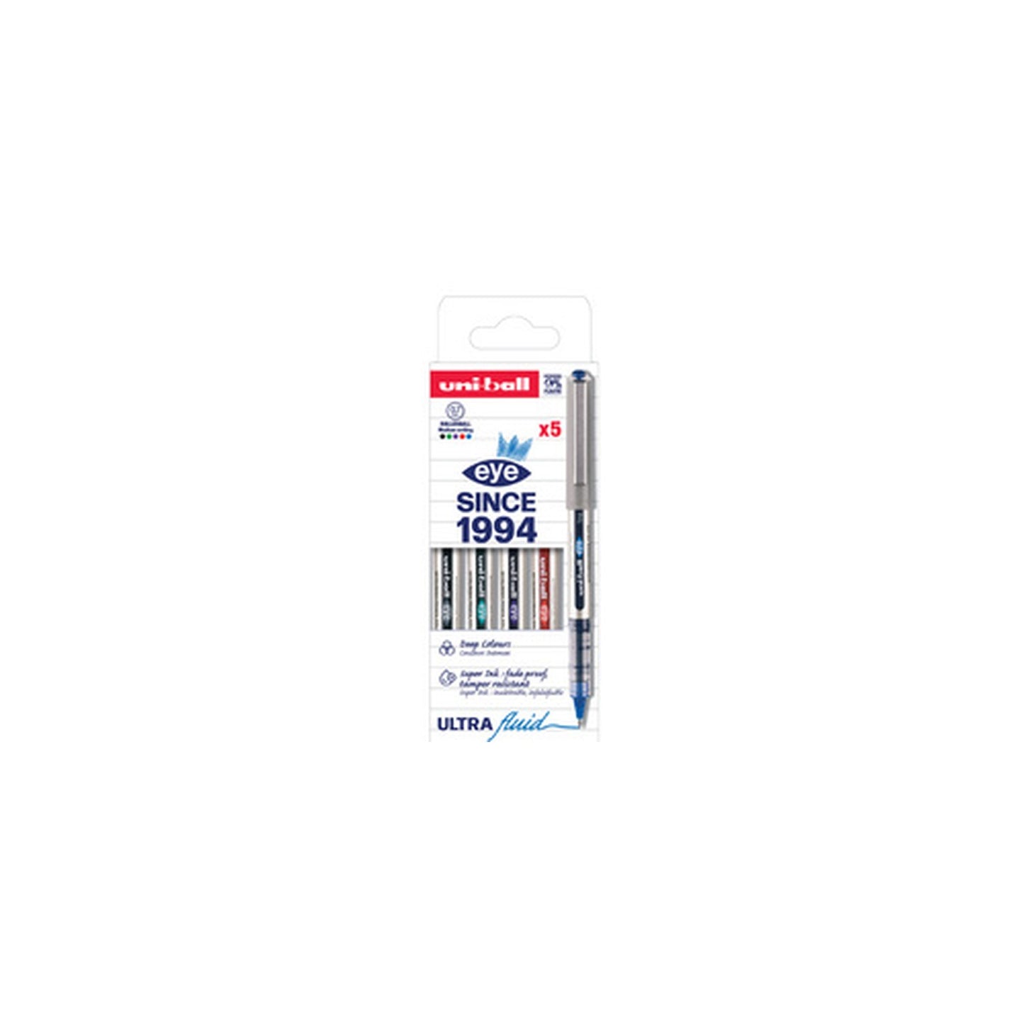 uni-ball Stylo roller eye fine UB157E PF, étui de 5, assorti