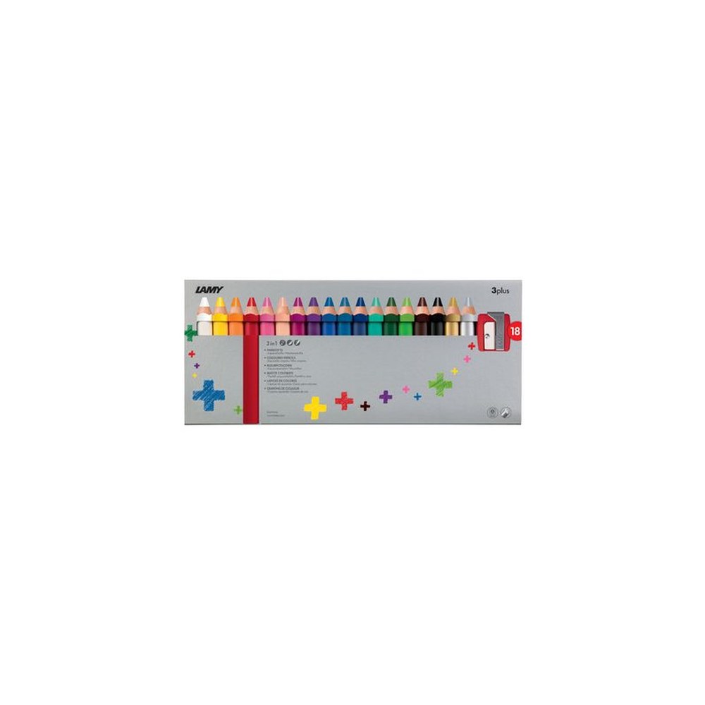 LAMY Crayon de couleur 3-en-1 3plus, étui carton de 18