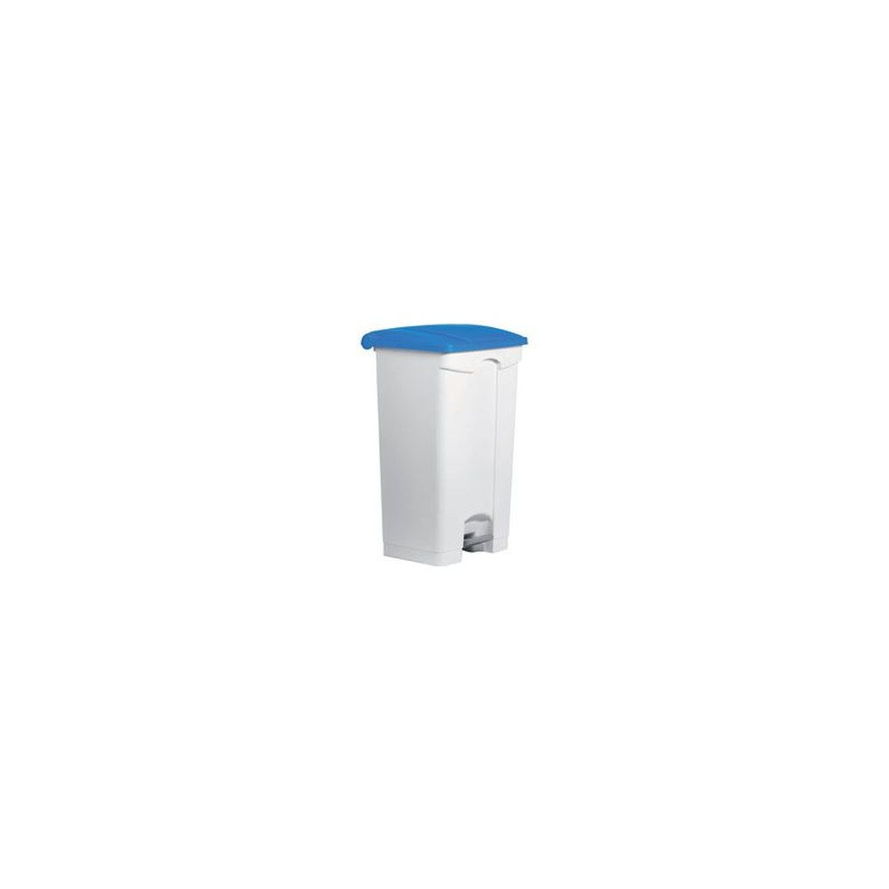 helit Poubelle à pédale "the step", 90 litres, blanc/bleu