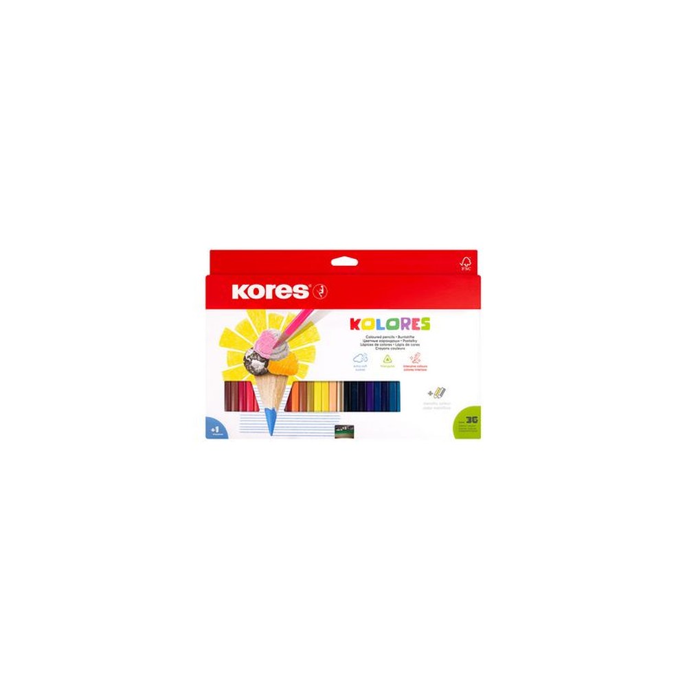 Kores Crayon de couleur triangulaire "Kolores", étui carton