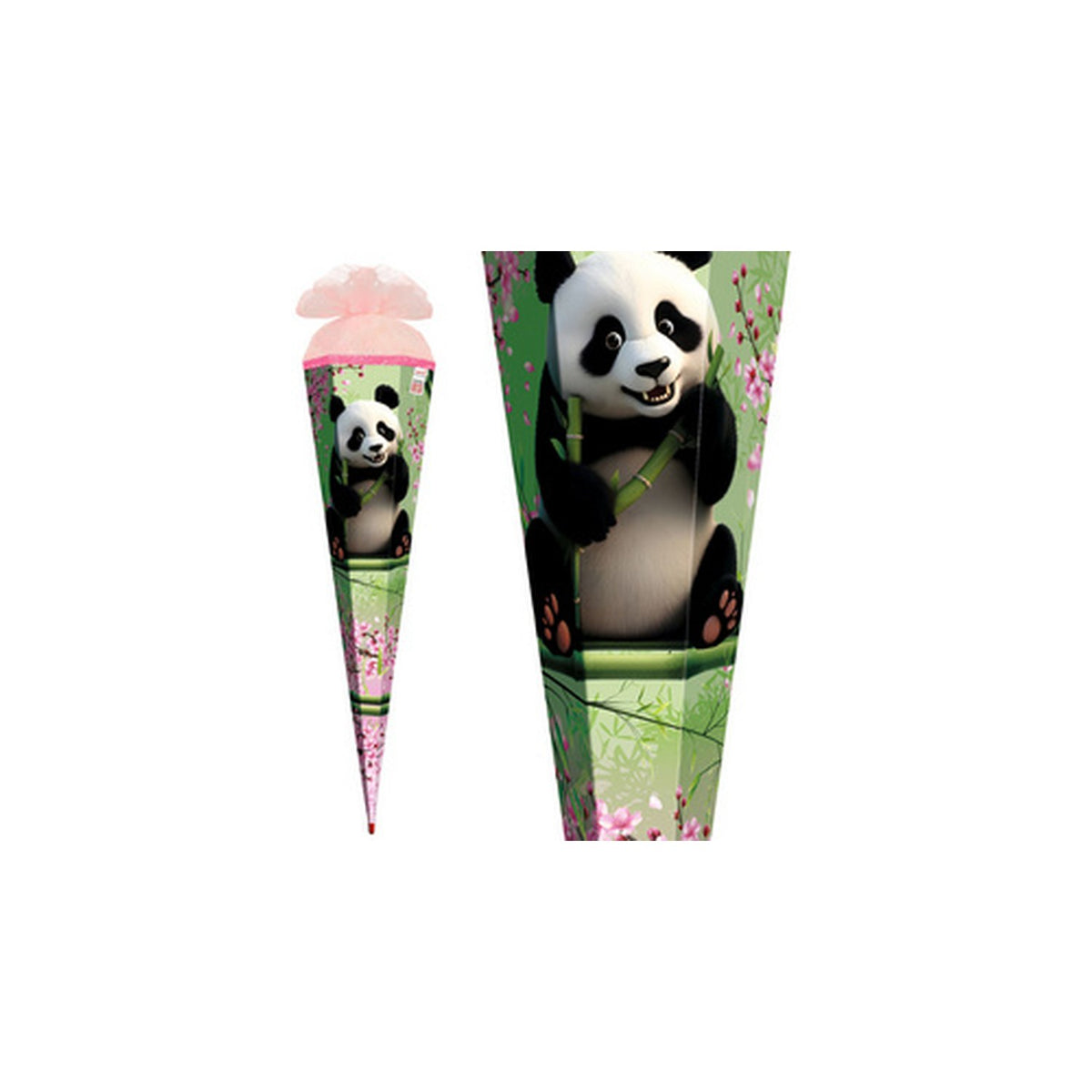 ROTH Schultüte "Panda", eckig, 850 mm, mit Glitzerborte