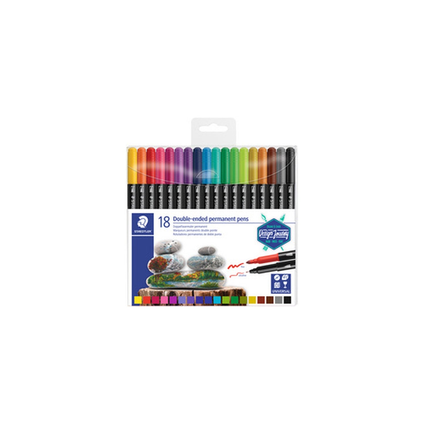 STAEDTLER Feutre double pointe permanent, étui de 18