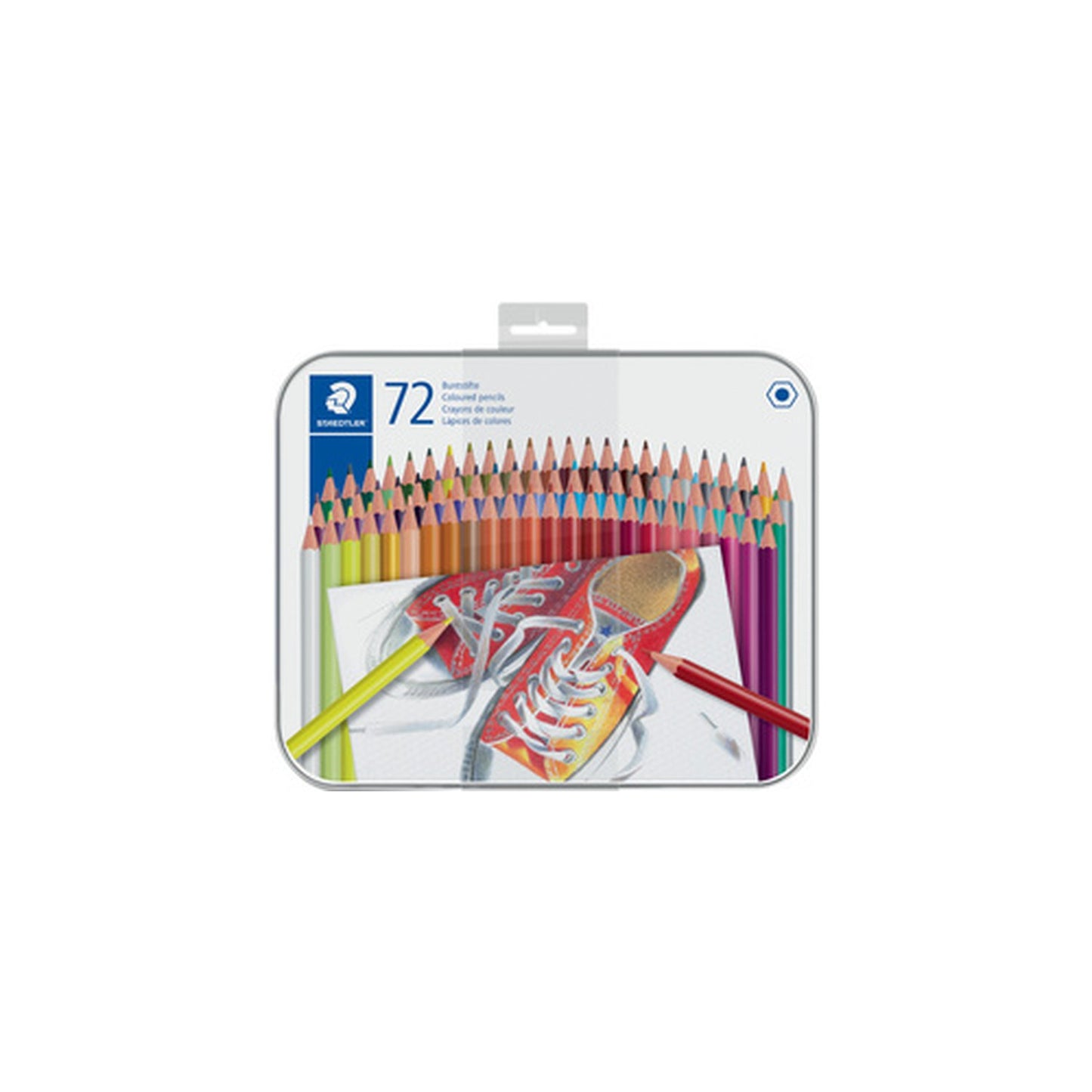 STAEDTLER Crayon de couleur hexagonal, étui en métal de 72