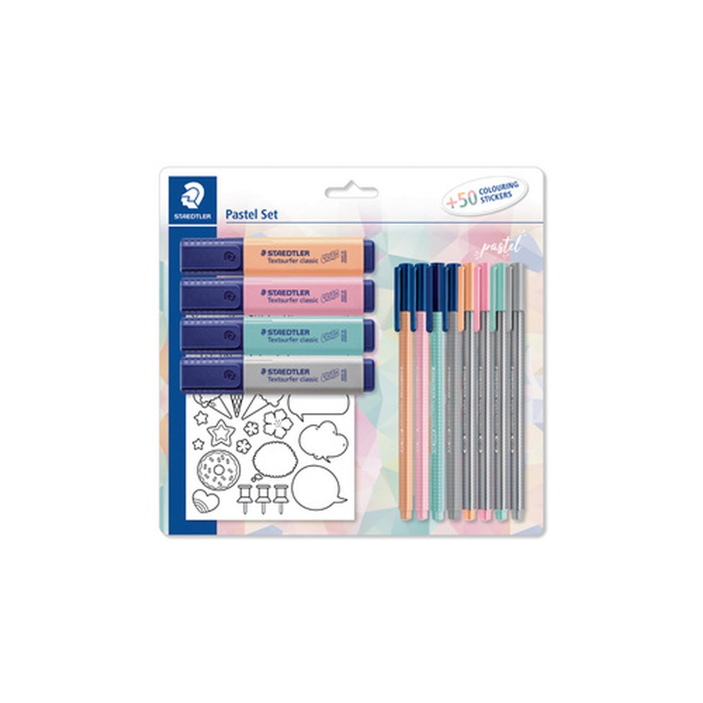 STAEDTLER Set d'écriture pastel, avec 50 gommettes à colorer