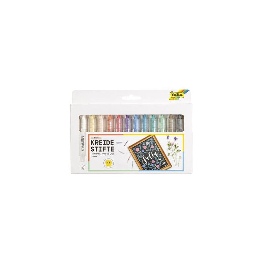 folia Set de crayons craie, assorti, étui de 12