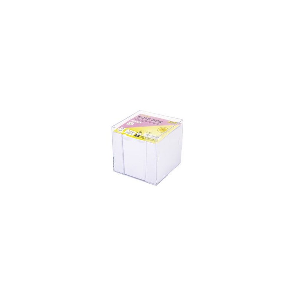 folia Bloc cube avec boîtier, 90 x 90 mm, transparent/blanc