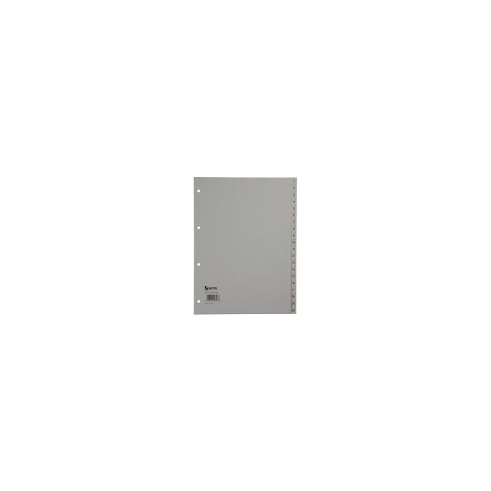 HETZEL Intercalaires en plastique, chiffres, A4, 1-20, PP