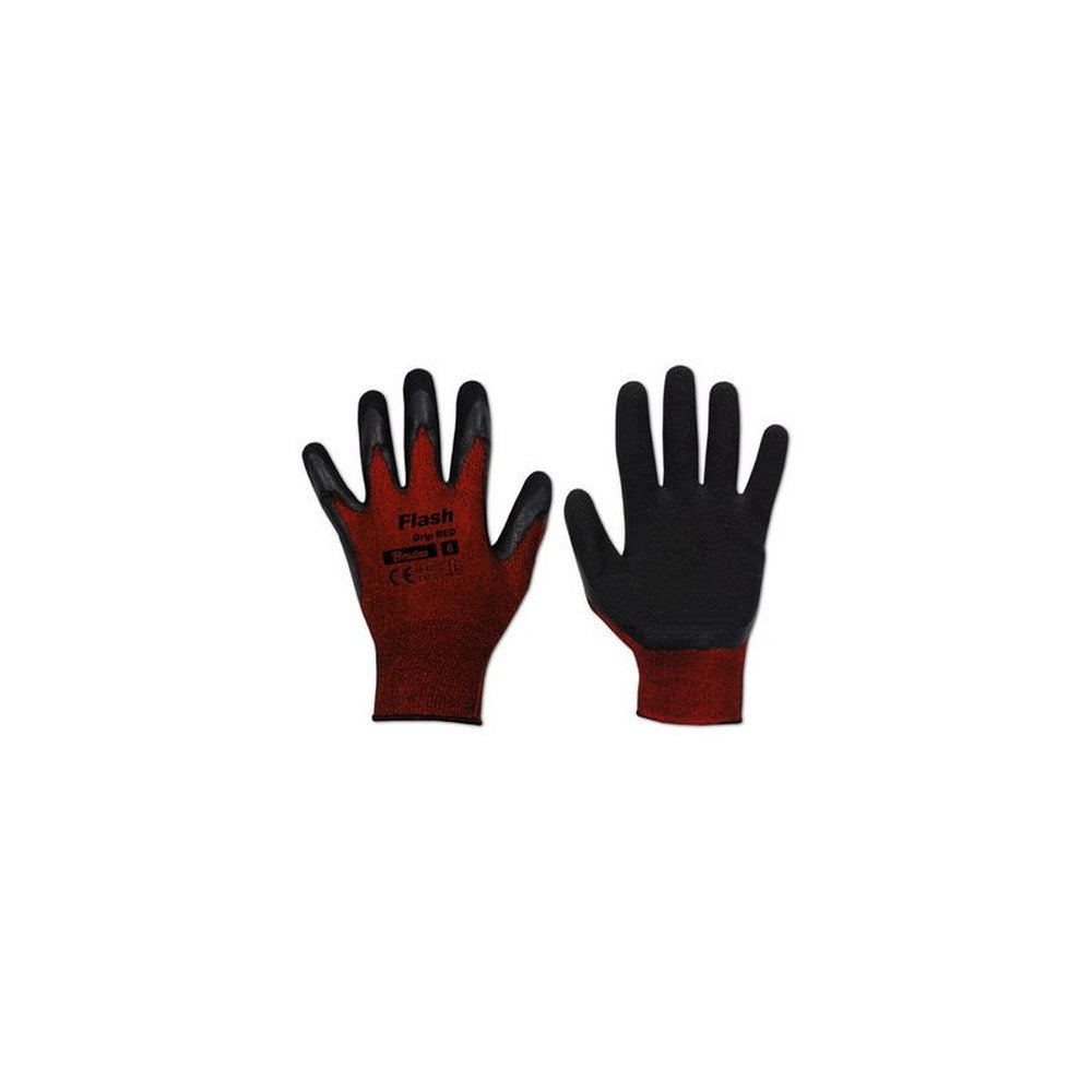 Bradas Gants de travail Flash Grip RED, noir/rouge, S