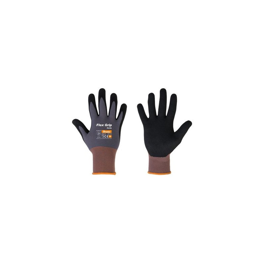 Bradas Gants de travail Flex Grip Sandy, noir/gris, M