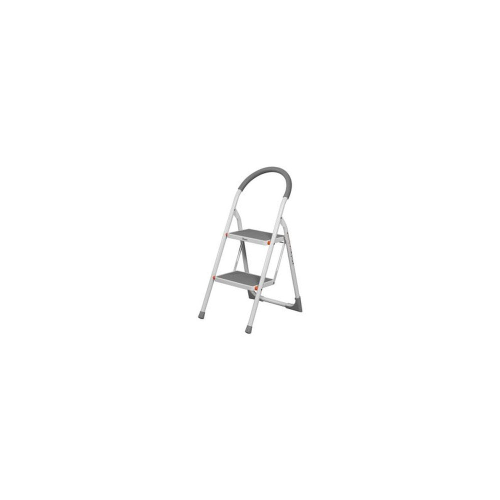 Bradas Escabeau pliable en acier, 3 niveaux, blanc/gris
