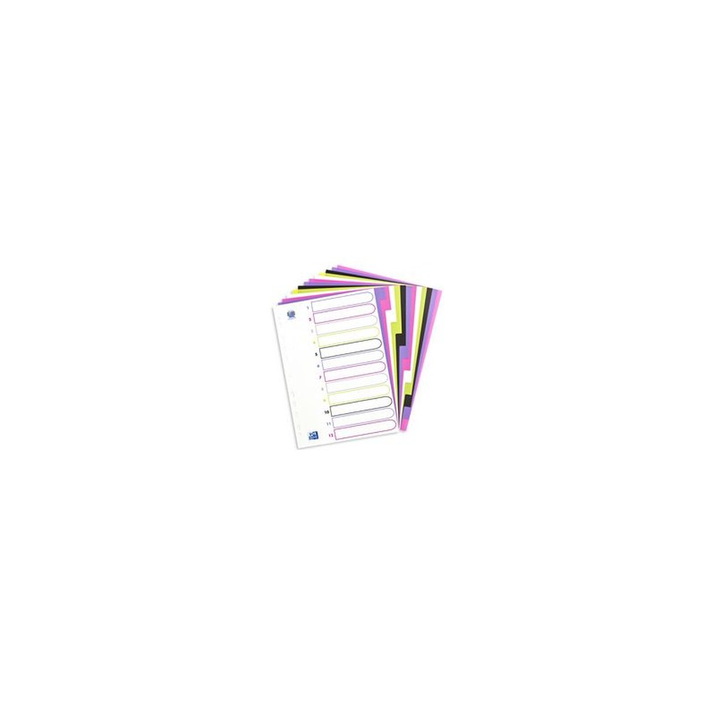 Oxford Intercalaires en plastique myColour, A4, 12 touches
