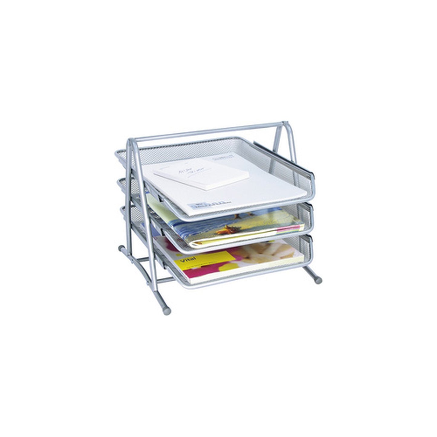 WEDO Corbeille à courrier Office, 3 compartiments, argent