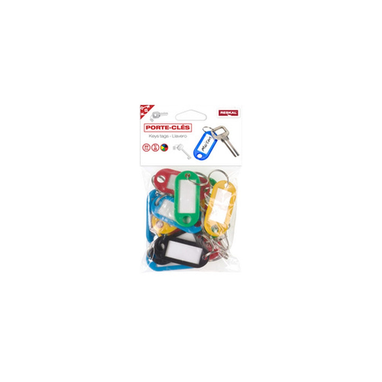 RESKAL Porte-clés avec anneau, diamètre: 18 mm, assorti