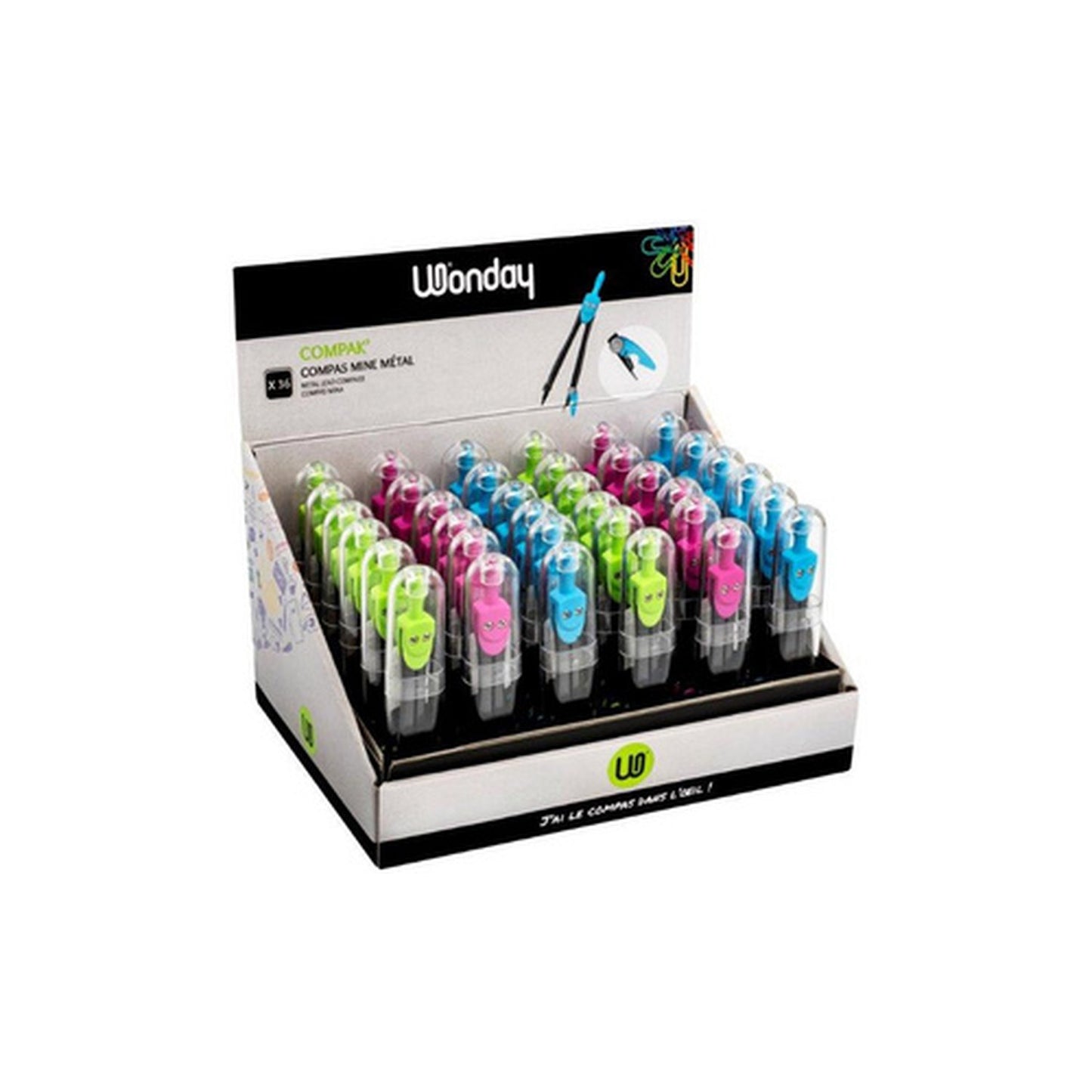 Wonday Compas scolaire COMPAK', présentoir de 36 pièces x36