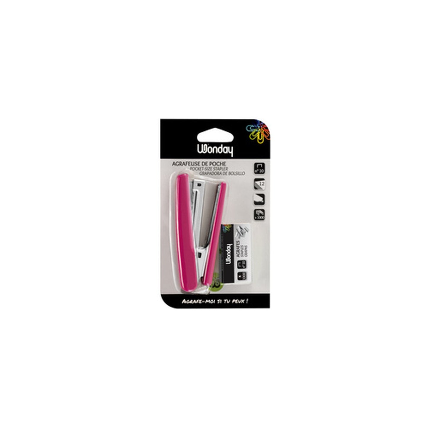 Wonday Agrafeuse de poche, capacité: 12 feuilles, assorti