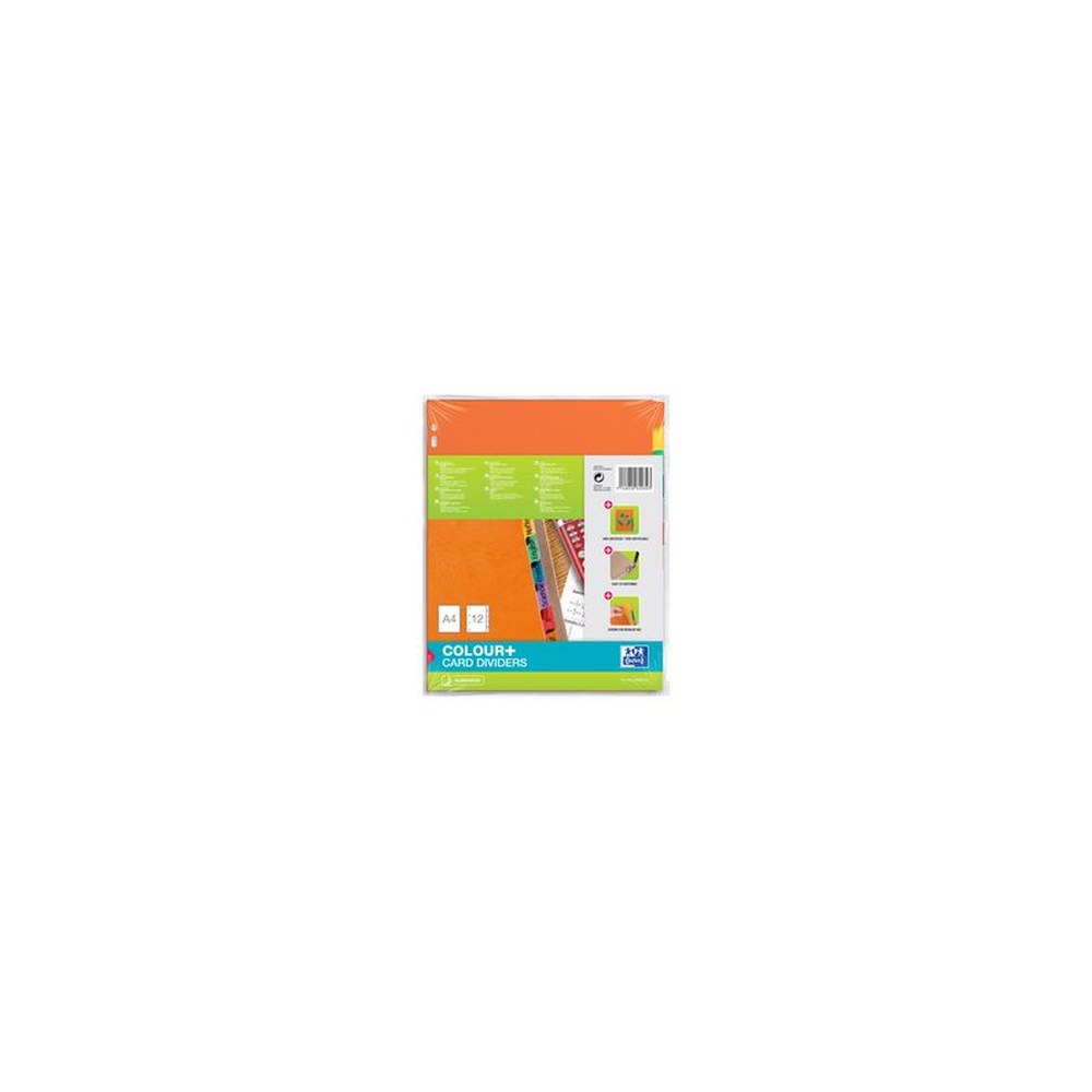 Oxford Intercalaires carton, uni, A4, multicolore, 12 touche