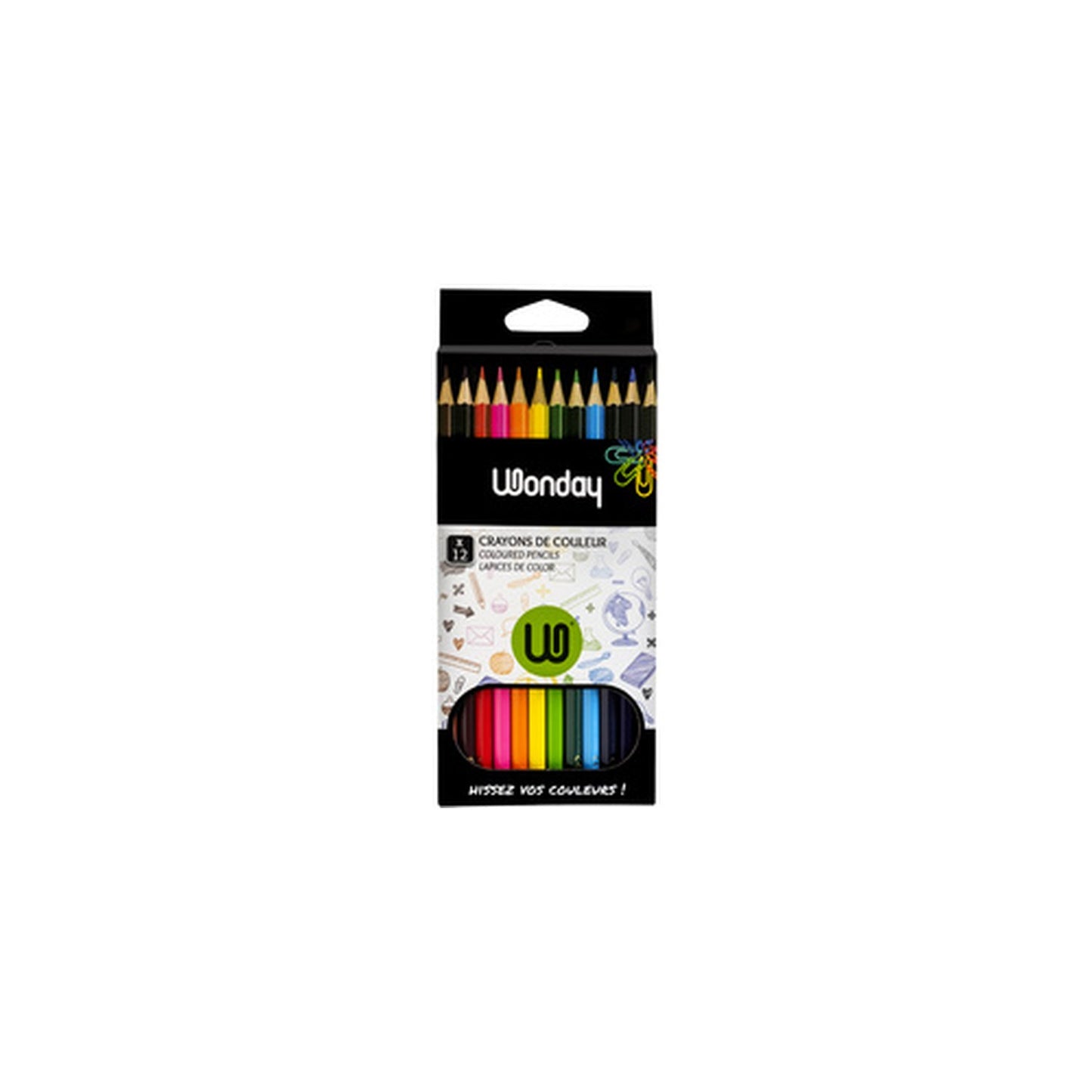 Wonday Crayons de couleur, étui carton de 12
