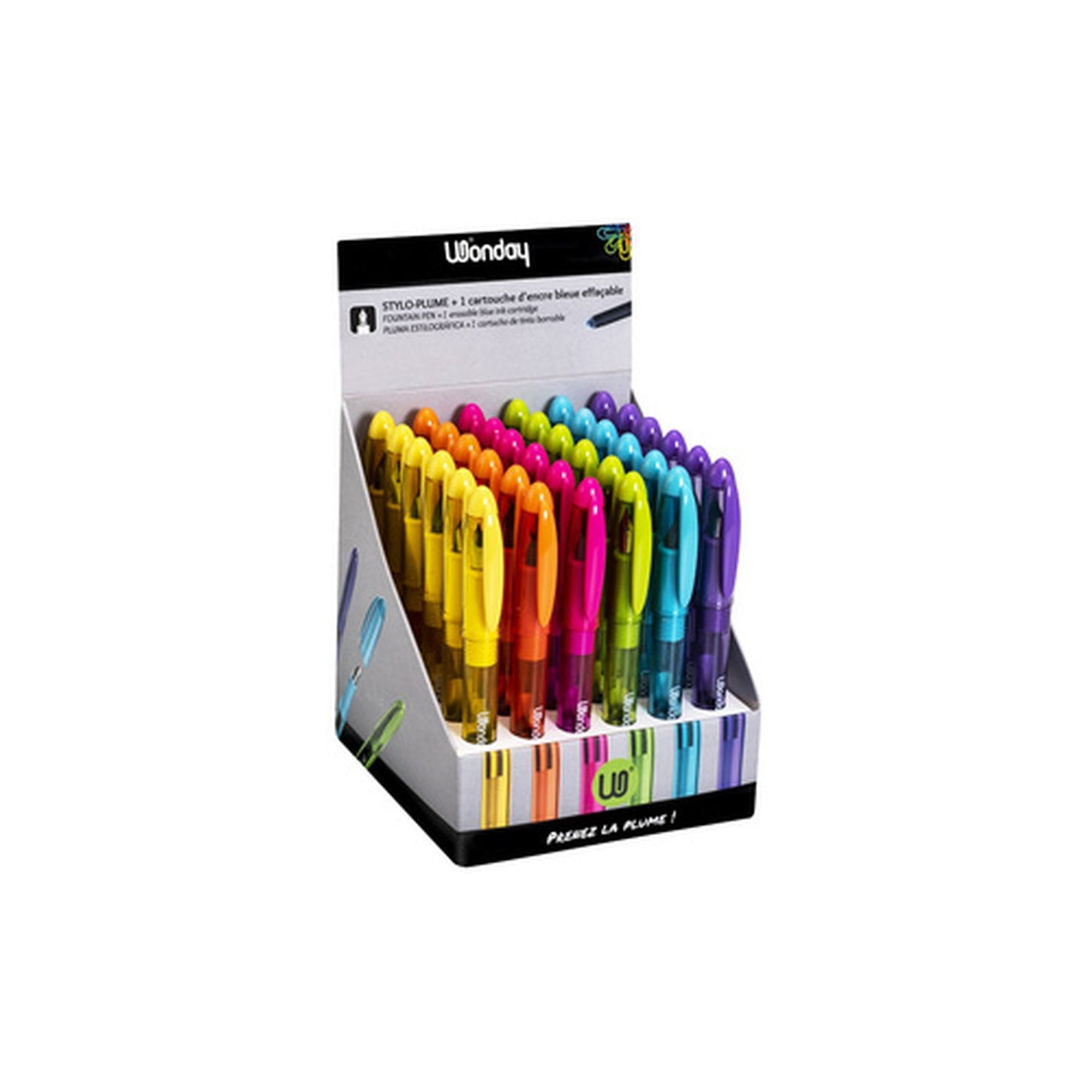 Wonday Stylo plume MIN'O, assorti, présentoir de 36 x36