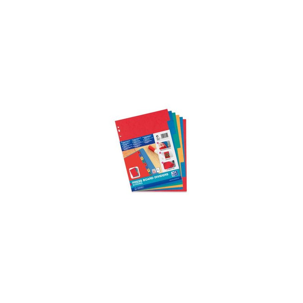 Oxford Intercalaires en carton, uni, format A4+, 6 touches