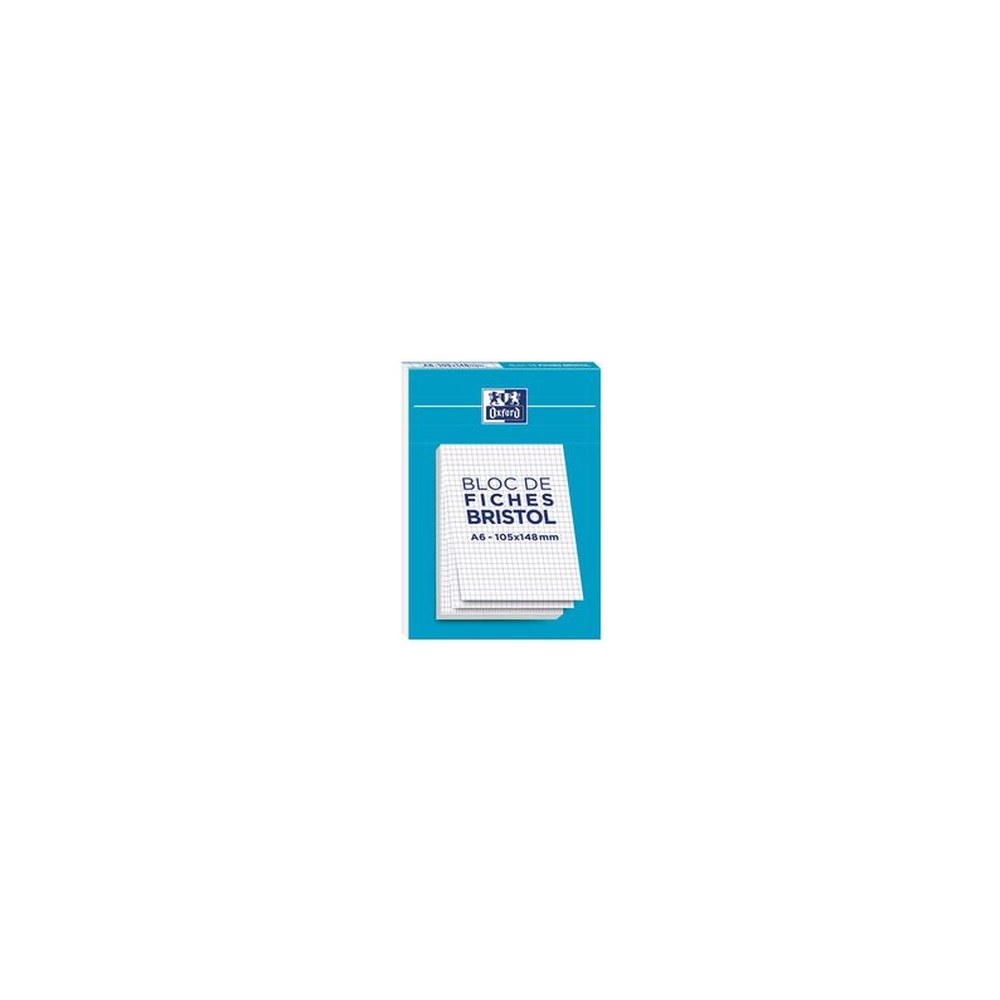 Oxford Bloc de fiches bristol, A6, quadrillé, blanc