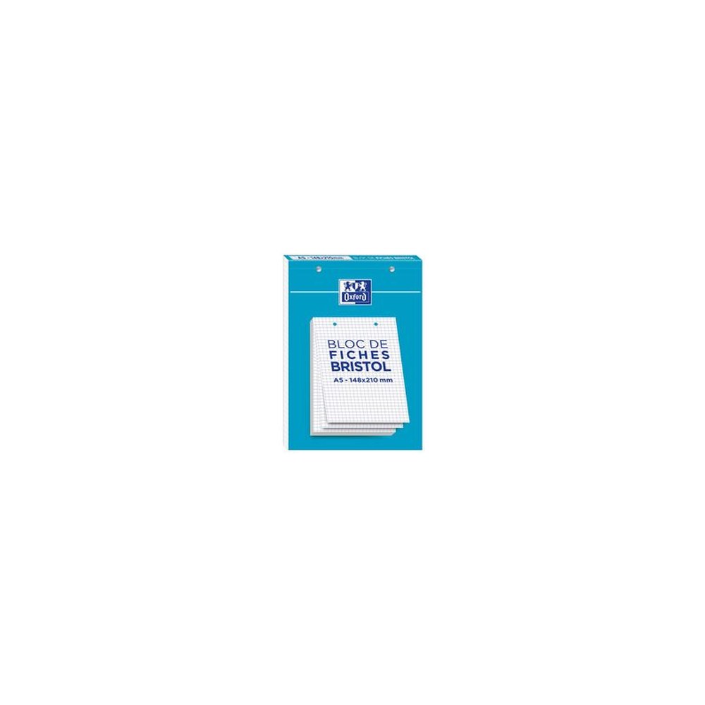 Oxford Bloc de fiches bristol, A5, quadrillé, blanc